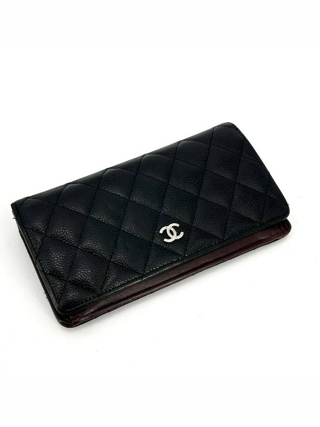 Classic caviar silver long wallet Chanel