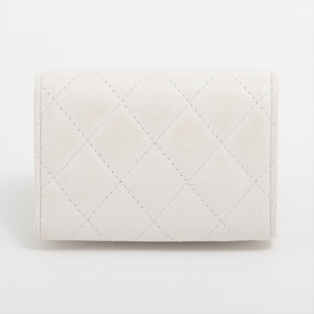 New 1:1 Rep Top Quality Chanel Matrasse Caviar S Compact Wallet White Gold  Random