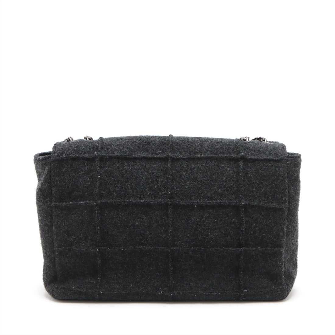 New 1:1 Rep Top Quality Chanel Chocolate Bar Wool Single Flap Double Chain Bag 2.55 Black Silver Gold  5th