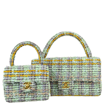 New 1:1 Rep Top Quality Chanel * Light Blue Tweed Classic Flap Handbag Set