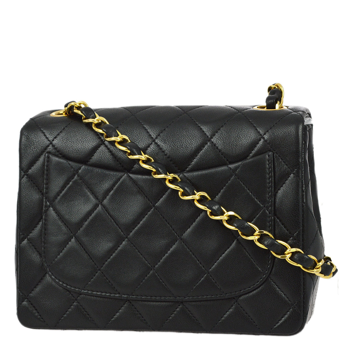 Top Quality Chanel 1991-1994 Black Lambskin Mini Classic Square Flap Bag 17