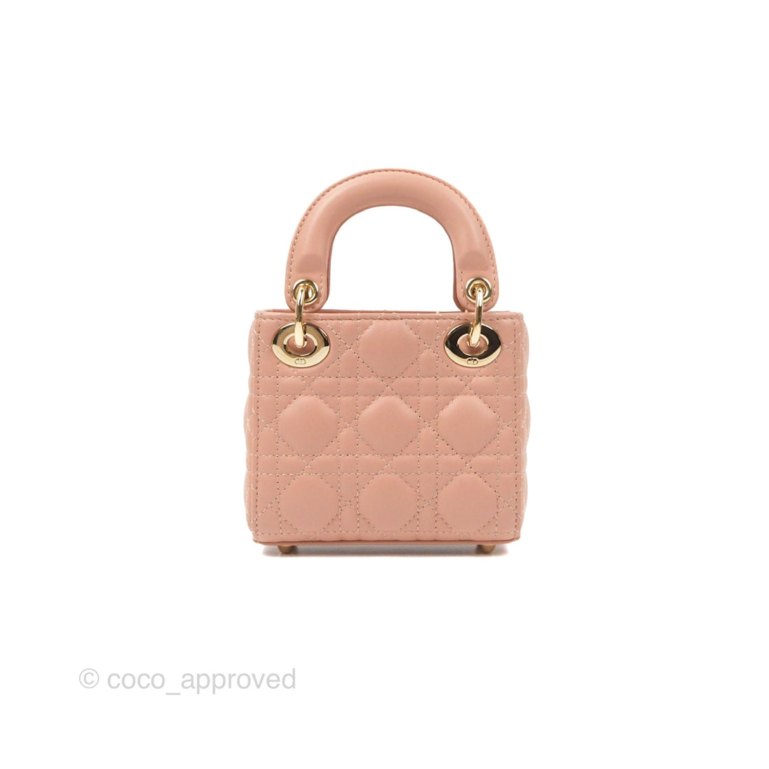 Christian Dior Micro Lady Dior Cannage Rose Des Vents Cannage Lambskin Gold Hardware