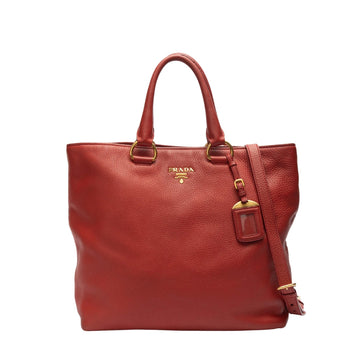 Prada Red Vitello Daino Rosso Tote