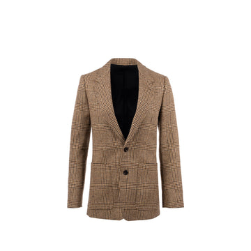 Celine Size 34 Houndstooth Blazer Wool Brown/ Green