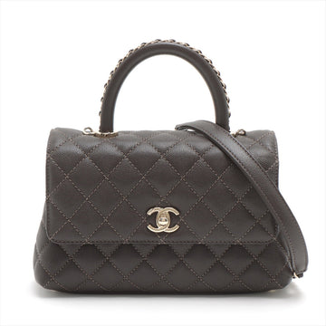 New 1:1 Rep Top Quality Chanel Cocohandle Caviar S 2WAY Handbag Matrasse Brown Gold  IC Chip