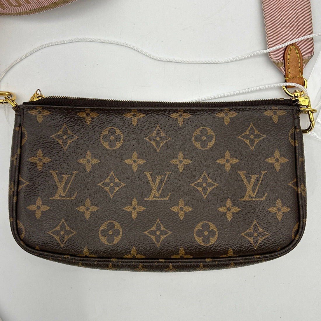 Louis Vuitton Monogram Multi Pochette Coated Canvas Bags Coin Purse Pink Strap LA28098