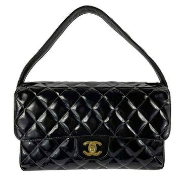Top Quality Chanel - VTG 1996 Medium Black Top Handle Kelly Medium New Bag - Patent Leather