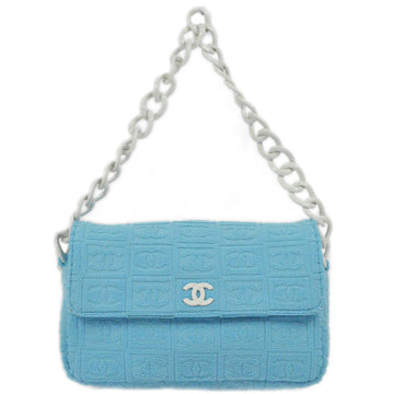New 1:1 Rep Top Quality Chanel Light Blue Cotton Straight Flap Acrylic Chain Handbag