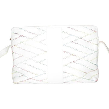 Rare Fendi Shoulder Bag With Multi Color Rainbow Stitches on White Leather