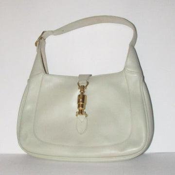 Gucci Shoulder Jackie W  Strap Extenderpiston Clasp Stone Color Leather Hobo Bag