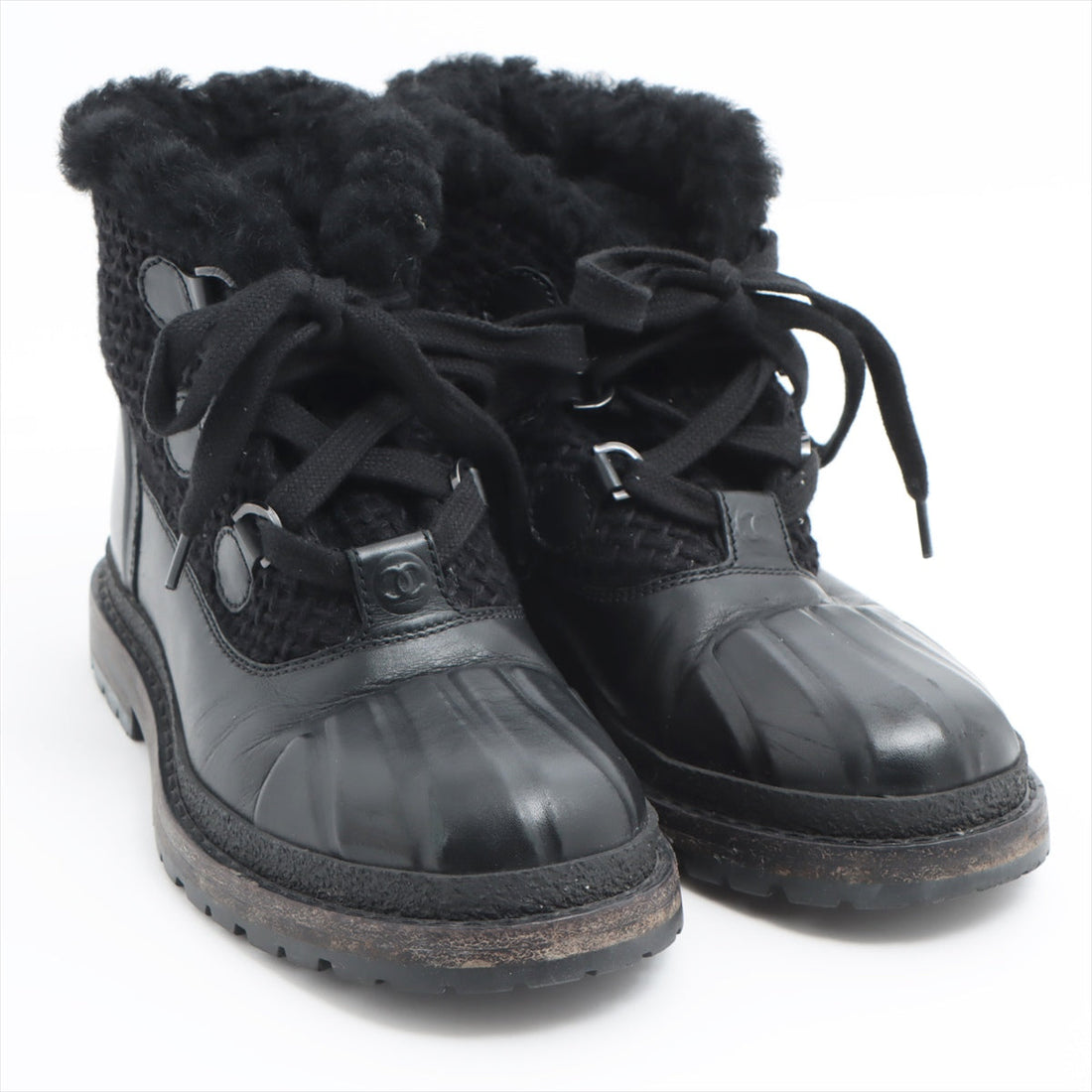 New 1:1 Rep Top Quality Chanel Coco Wool x Leather Boots 36  Black G32179 Boar
