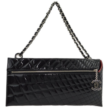 New 1:1 Rep Top Quality Chanel Black Patent Leather Double Chain Shoulder Bag