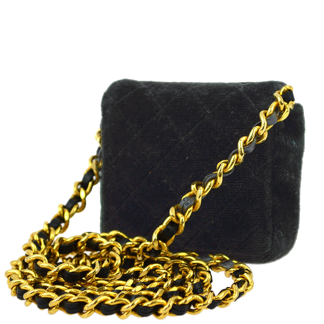 New 1:1 Rep Top Quality Chanel Black Velvet Classic Flap Micro Chain Pochette Pouch
