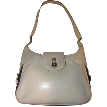 Gucci  Pursesdesigner Purses White Leather With Red And Blue Striped Accents Canvas Shoulder