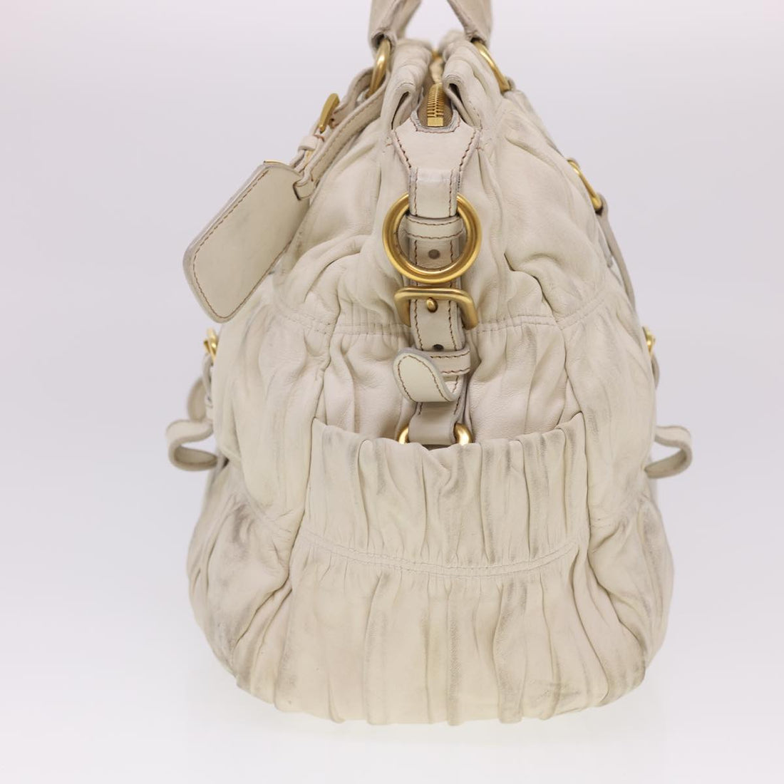 Prada Hand Bag Leather 2way White  40372