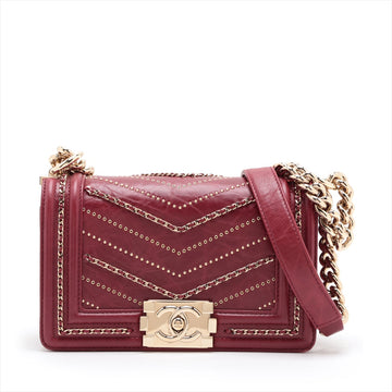 New 1:1 Rep Top Quality Chanel Mini Boy New 1:1 Rep Top Quality Chanel Leather Chain Shoulder Bag V Stick Bordeaux G