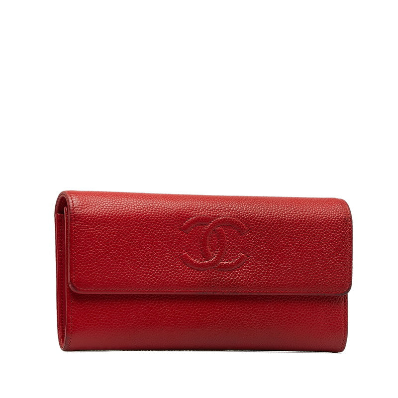 New 1:1 Rep Top Quality Chanel Cocomark Long Wallet Red Caviar   Chanel
