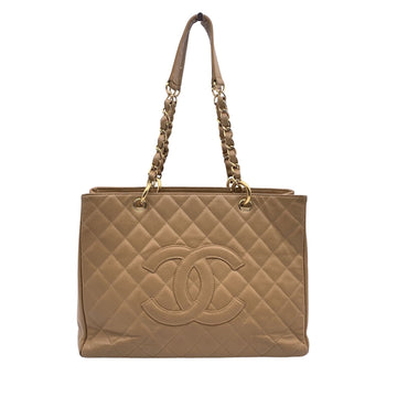 Top Quality Chanel Beige Quilted Caviar Leather Gst Grand Shopping Tote Bag