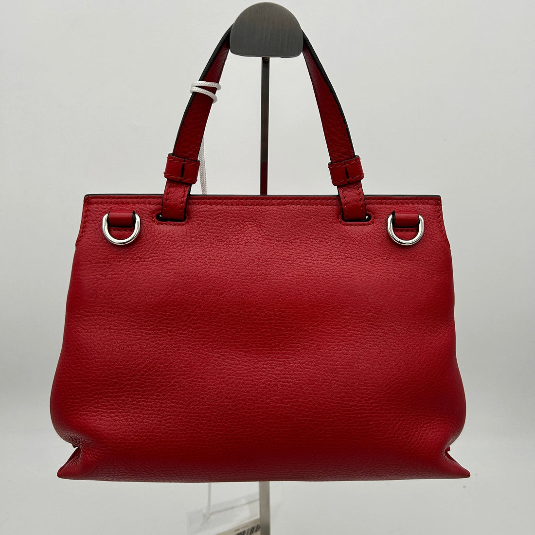 Gucci Hibiscus Red Calfskin Bamboo Top Handle Bag Small