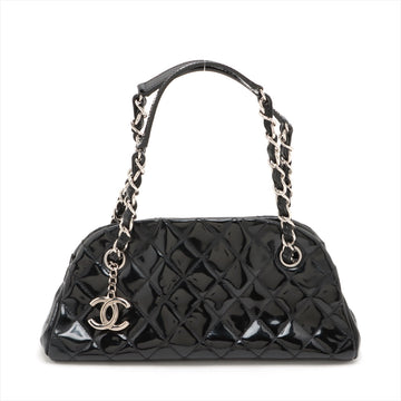 New 1:1 Rep Top Quality Chanel Mademoiselle Patent Leather Chain Shoulder Bag Black Silver G  14th