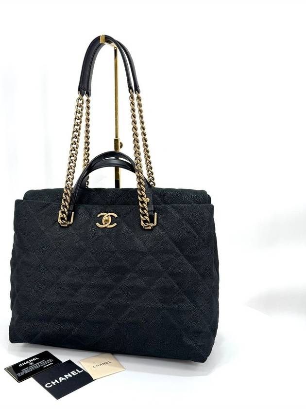 Caviar season shoulder bag tote black Chanel