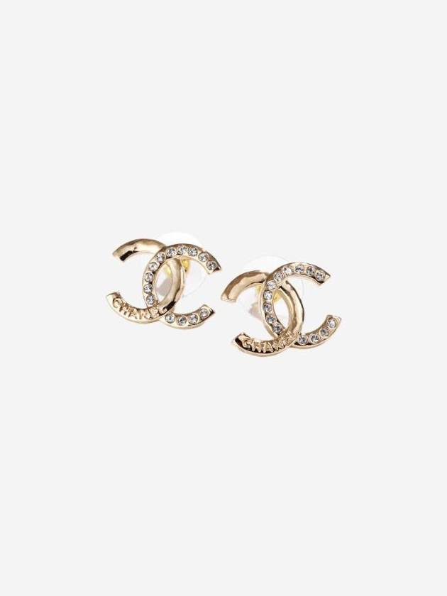 CC Logo Stud Earrings Gold Chanel