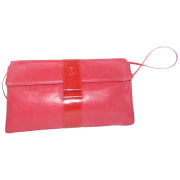 Fendi Red Embossed Leather Zucca Print Multi Compartment Two Way Purse