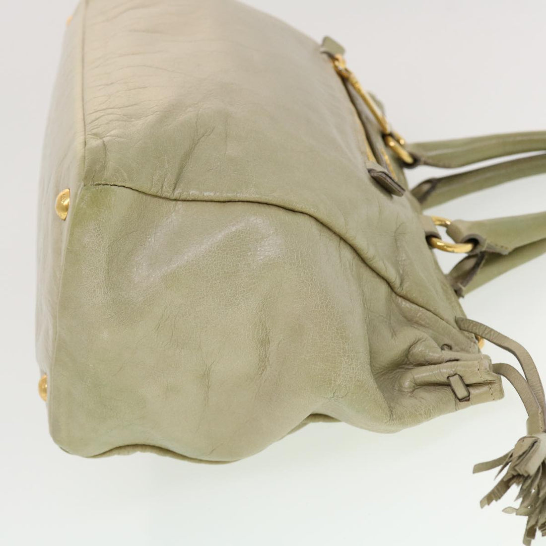 Prada Hand Bag Leather 2way Shoulder Bag Gray  43764