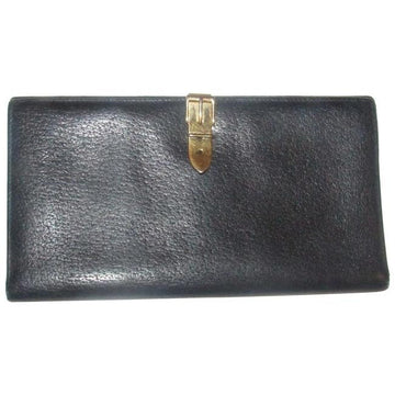 Gucci Black Leather With Gold Belt Buckle Clasp  Wallet