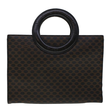 Celine Macadam Canvas Hand Bag PVC Leather Black  45906