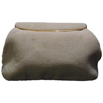 Gucci  Iridescent Pearl Seed Bead With A Hinged Top White Plastic Clutch