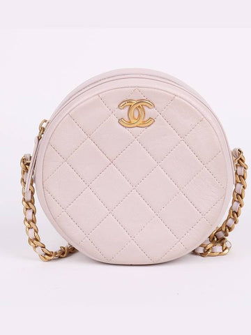 CC gold plated light pink small round chain bag AS1898 Chanel