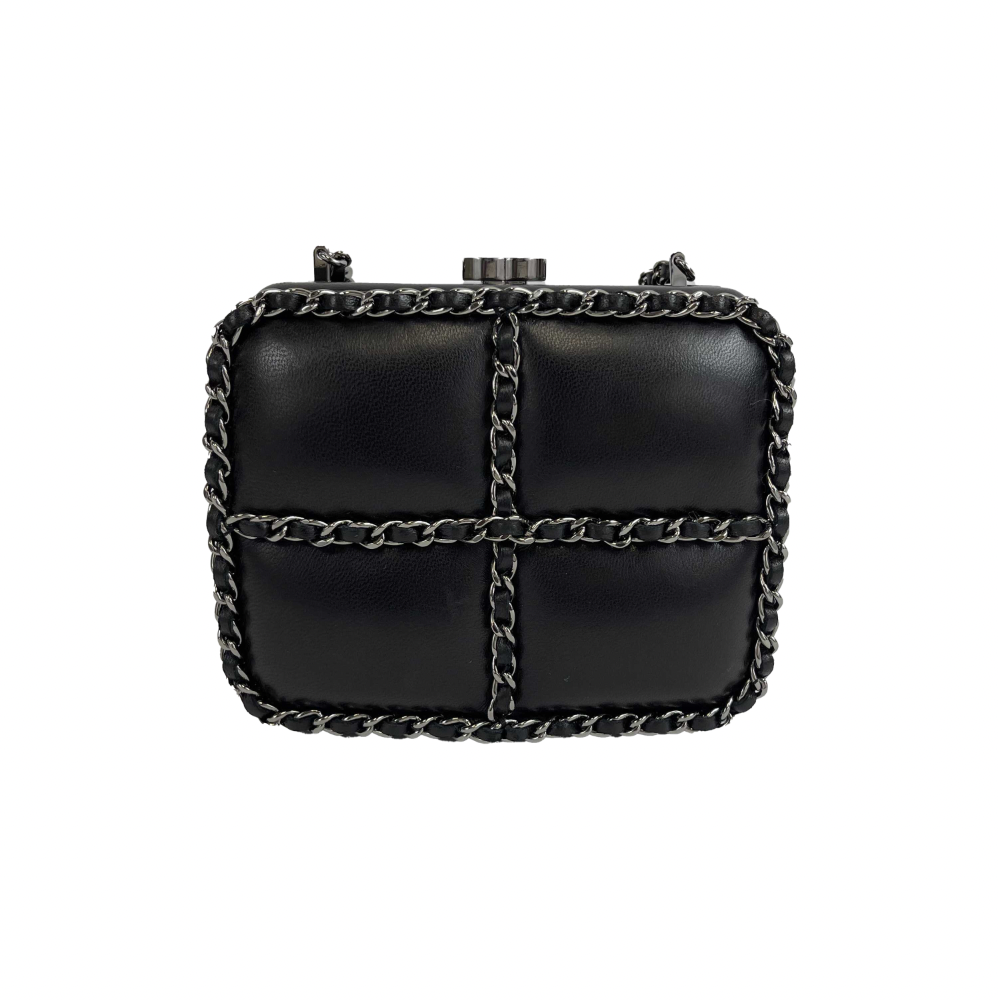 Top Quality Chanel - Chain Around Mini Crossbody / Clutch - Black / Silver Leather Bag