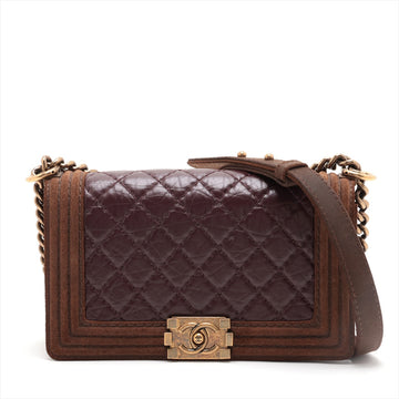 New 1:1 Rep Top Quality Chanel Boy New 1:1 Rep Top Quality Chanel Leather X Chain Shoulder Bag Bordeaux X Brown G  18th