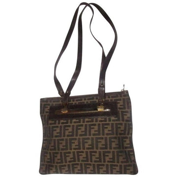 Fendi Zucca Print In Shades Of Brown Canvas And Leather Satchel