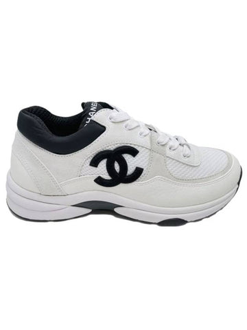 CC Logo Suede Tennis Low Top Sneakers Black Chanel