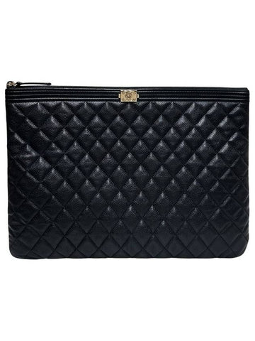 A84407 Cavier Skin Boy  Gold Plated Large Clutch Chanel