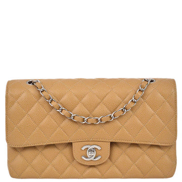Top Quality Chanel 2004-2005 Classic Double Flap Medium Beige Caviar