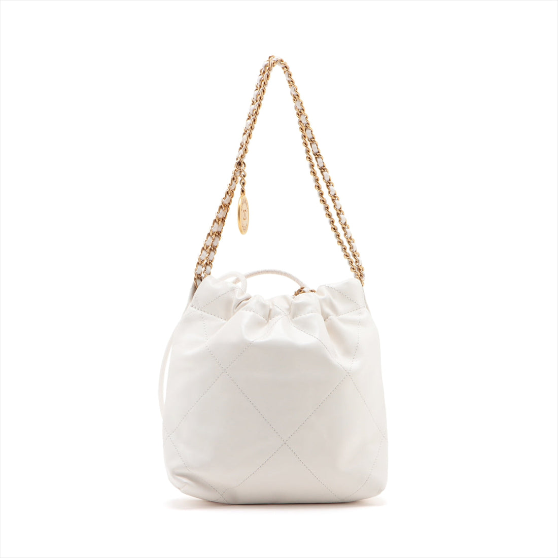 New 1:1 Rep Top Quality Chanel 22 Mini Leather Chain Shoulder Bag White G  AS3980