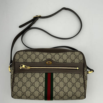 GUCCI GG Supreme Monogram Web Small Ophidia Shoulder Bag Brown 2101218346466