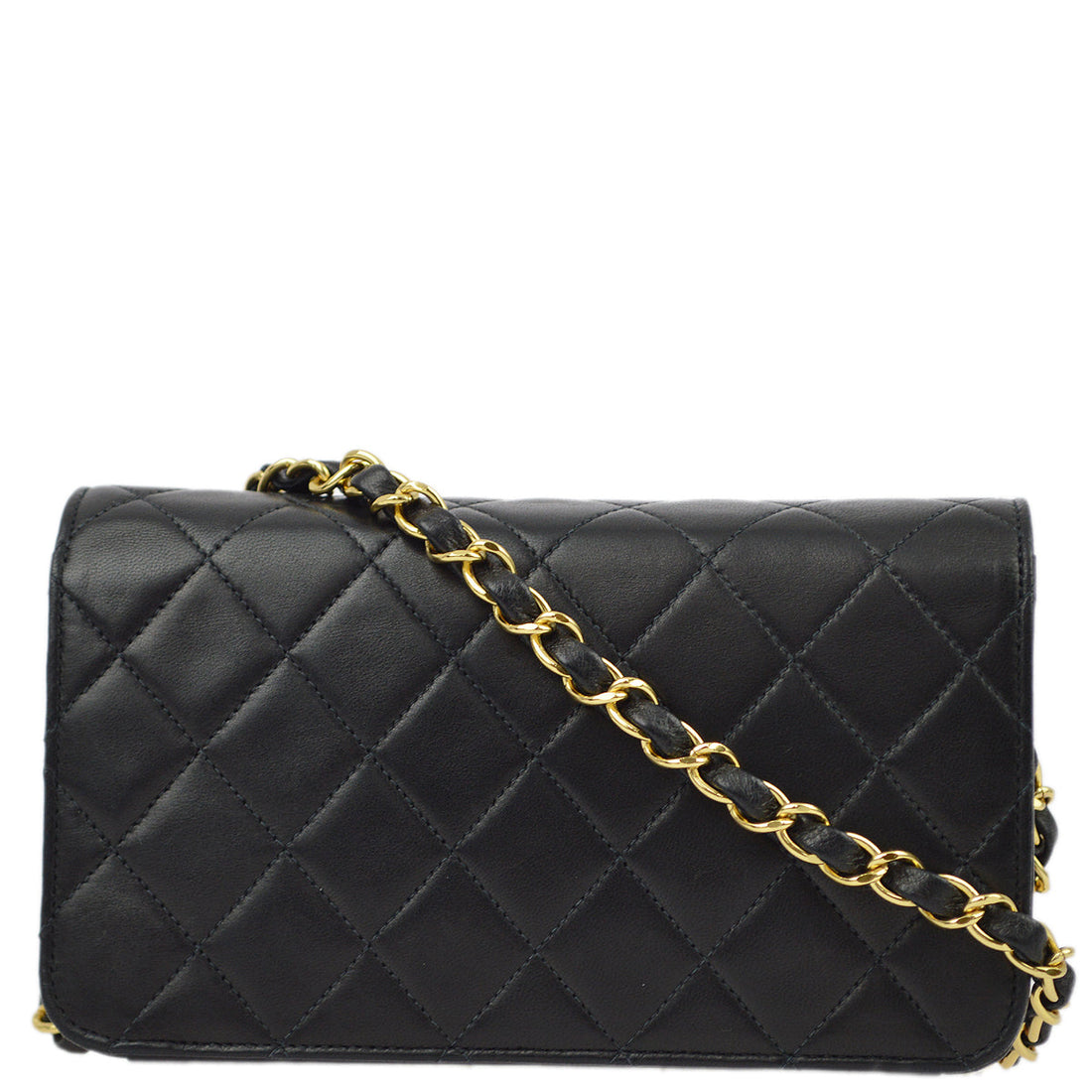 New 1:1 Rep Top Quality Chanel 2000-2001 Black Lambskin Pushlock Mini Full Flap Shoulder Bag