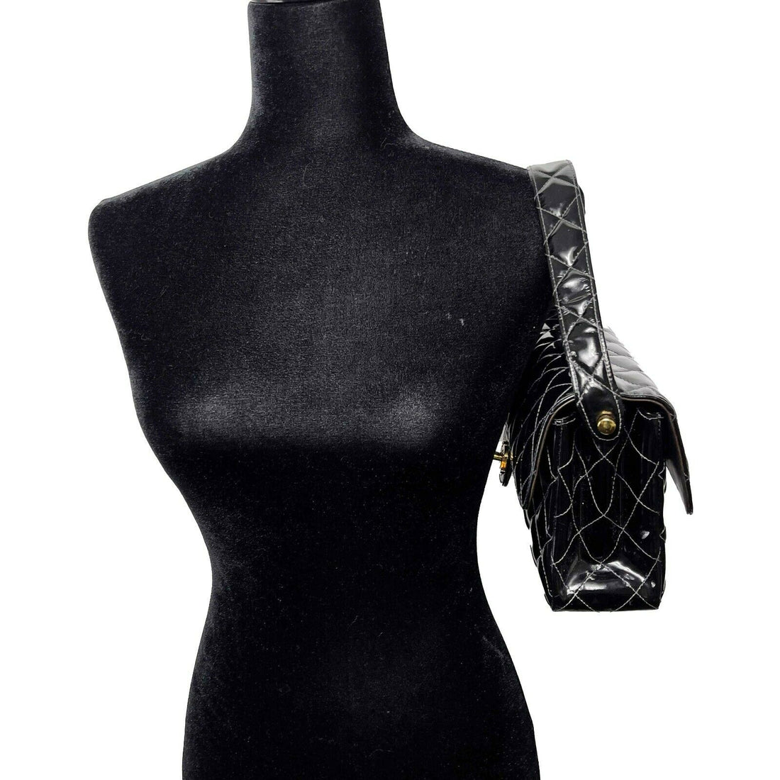 Top Quality Chanel - VTG 1996 Medium Black Top Handle Kelly Medium New Bag - Patent Leather
