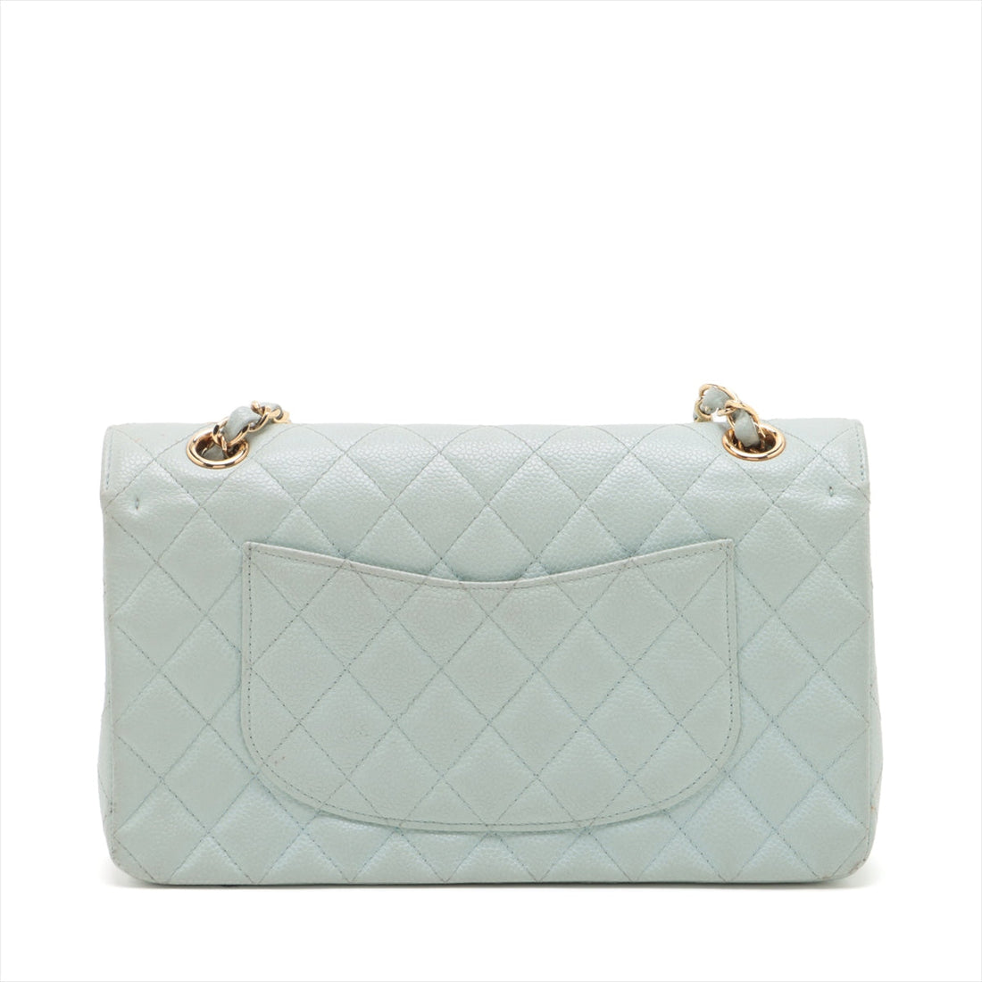 New 1:1 Rep Top Quality Chanel Matrasse 25 Caviar S Double Flap Double Chain Bag Blue G  7th A01112