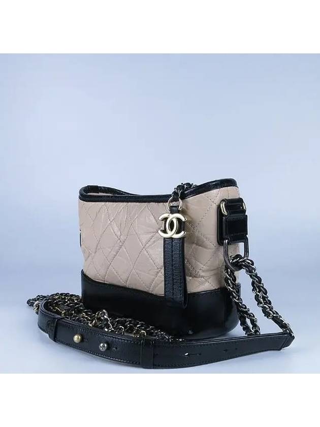 A91810  calfskin beige black color Gabriel gold silver metal chain shoulder and cross bag Chanel