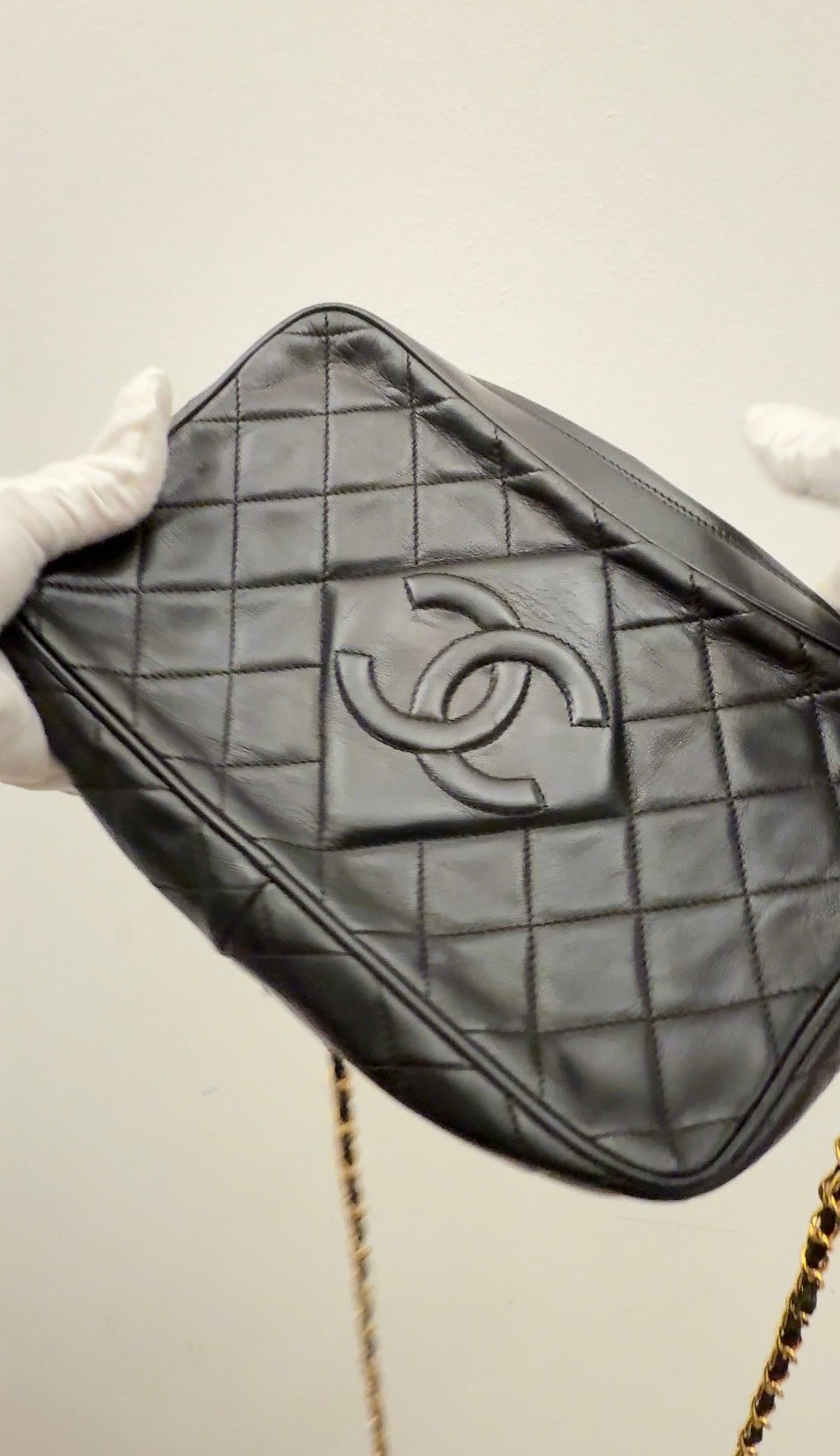 Top Quality Chanel Lambskin Quilted CC Tassel Camera Case Black B21-6