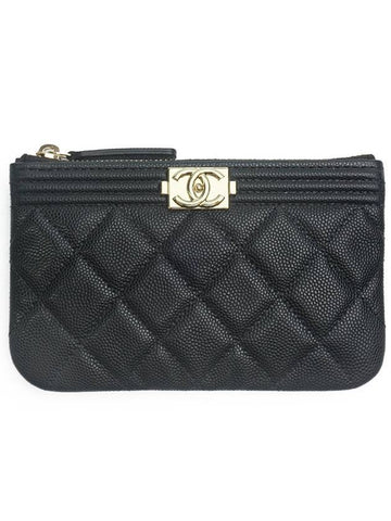 Boy Leather Mini Pouch Bag Black Chanel