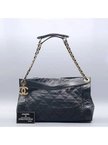 Black Matrasse Gold Chain Tote Bag Shoulder Strap 2WAY Chanel