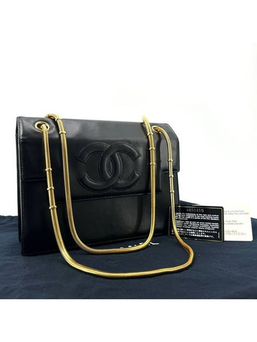 Brushed CC logo gold chain shoulder bag Chanel