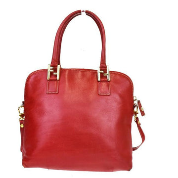 Fendi, '2 Mancini' style, true red leather, two-way satchel style purse