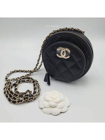 Women s Mini Bag Caviar Chain Round Circular Cross AP3922 Chanel